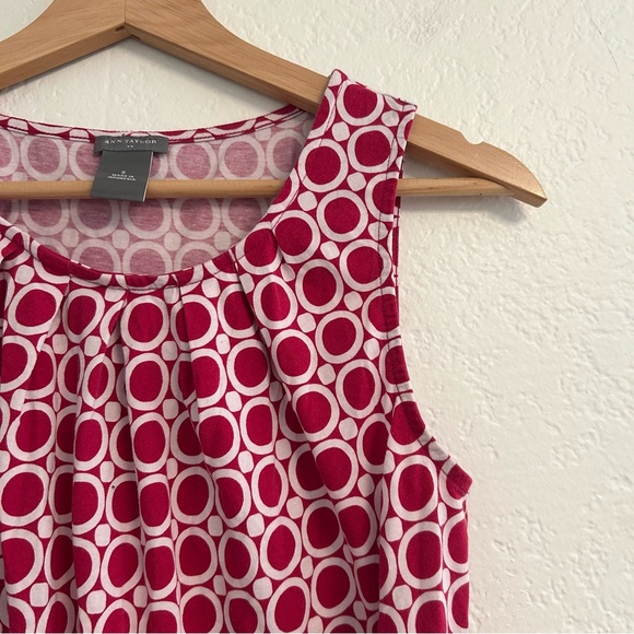 Ann Taylor Red-White Patterned Tank Top Blouse, Size S - Picture 2 of 5